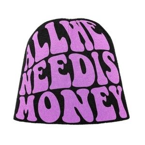 ALL WE NEED IS MONEY PINK BEANIE CAP